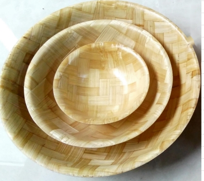 Round Natural Bamboo Wood Weavig Bowl