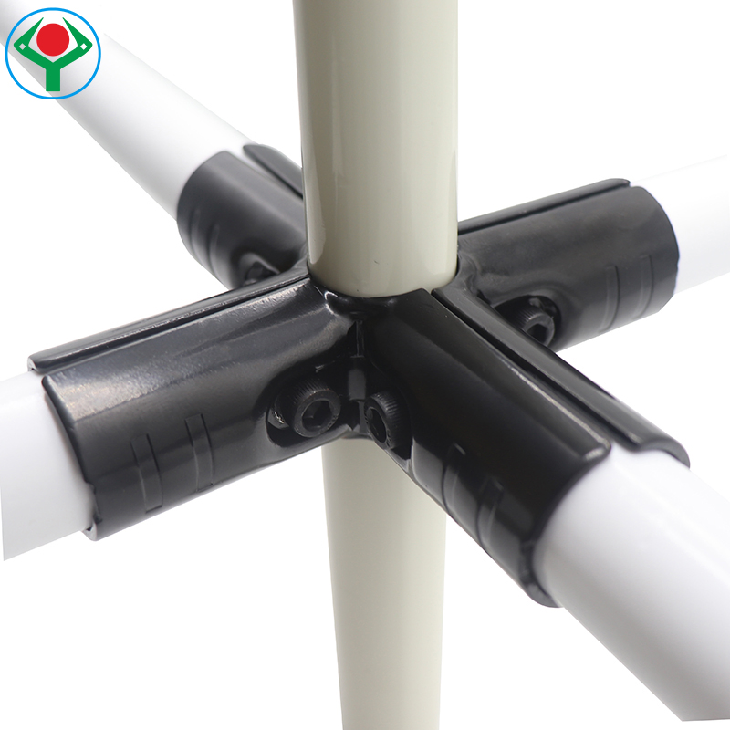 Ys-5 Black 5 Way Cross Metal Joint Set with Striations and Pre-Drilled Reinforcement Holes