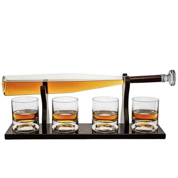 Baseball Bat Whiskey Wine Decanter 4 Baseball Whiskey Glasses Baseball Decanter Made for Whiskey
