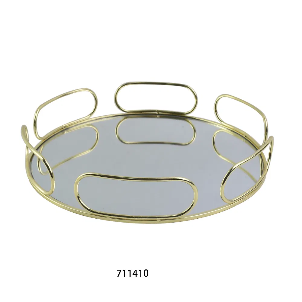 Hot Sale Gold Metal Mirror Tray Dresser Tray Metal Decorative Jewelry Organizer Tray