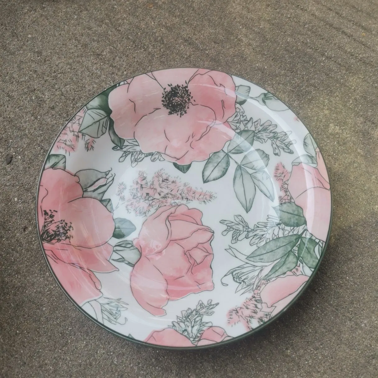 9.25"Soup Plate with Full Under Glaze Two Colour Decal Ceramics Tableware Porcelainware