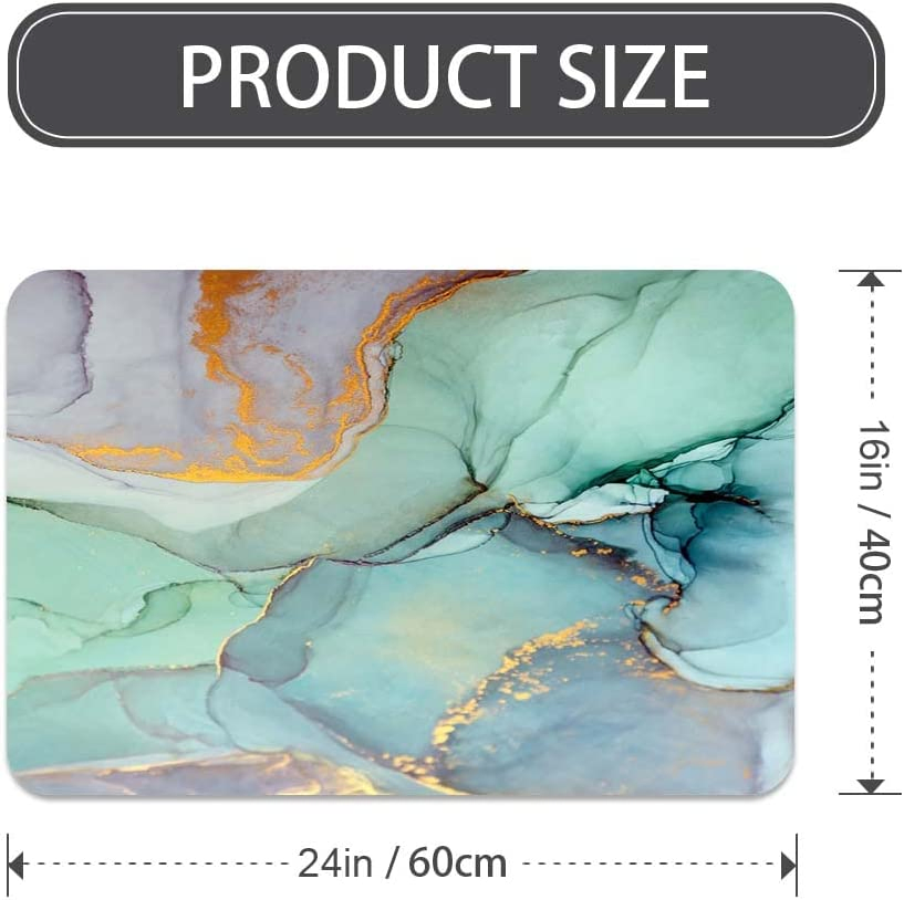 Diatomaceous Earth Bath Mat Modern Teal Marble Design Super Absorbent Fast Drying Non-Slip Diatomite Mud Bathroom Floor Rugs Office Doormat Kitchen