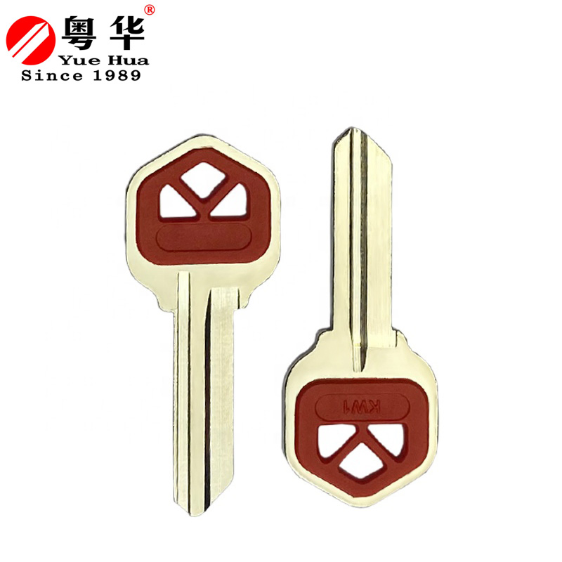 Free Sample Low Price Nickel Plated Kw1 Key Blank Brass Silver Color House Blank Key with Rubber Plastic Head Multi Color for Door Lock