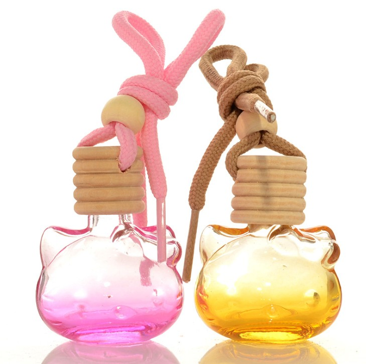 Auto Air Freshener Diffuser Pendant 8 Ml Cat Shape Car Perfume Glass Bottle