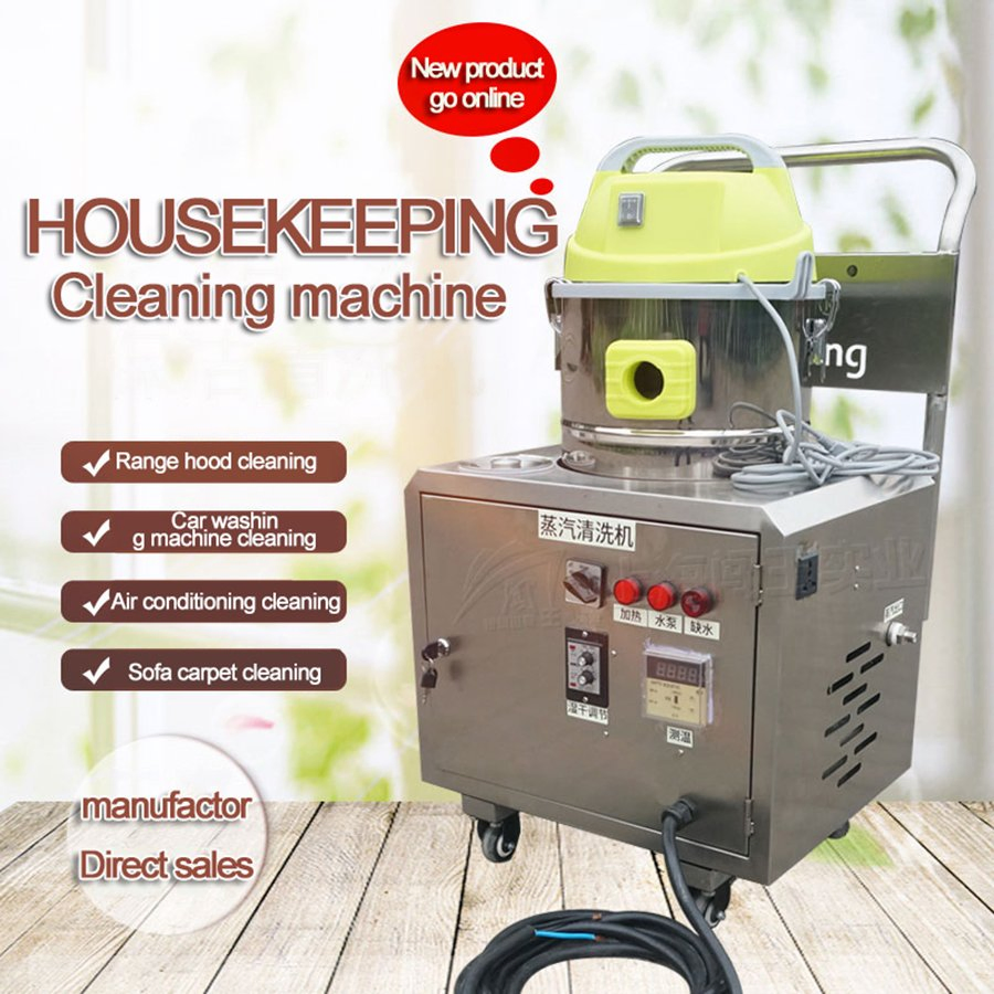 6kw 220V Wet and Dry Adjustable Steam Cleaner, 0-6 Level Moisture Control Steam Washer with Vacuum for Car Upholstery Kitchen Degreasing