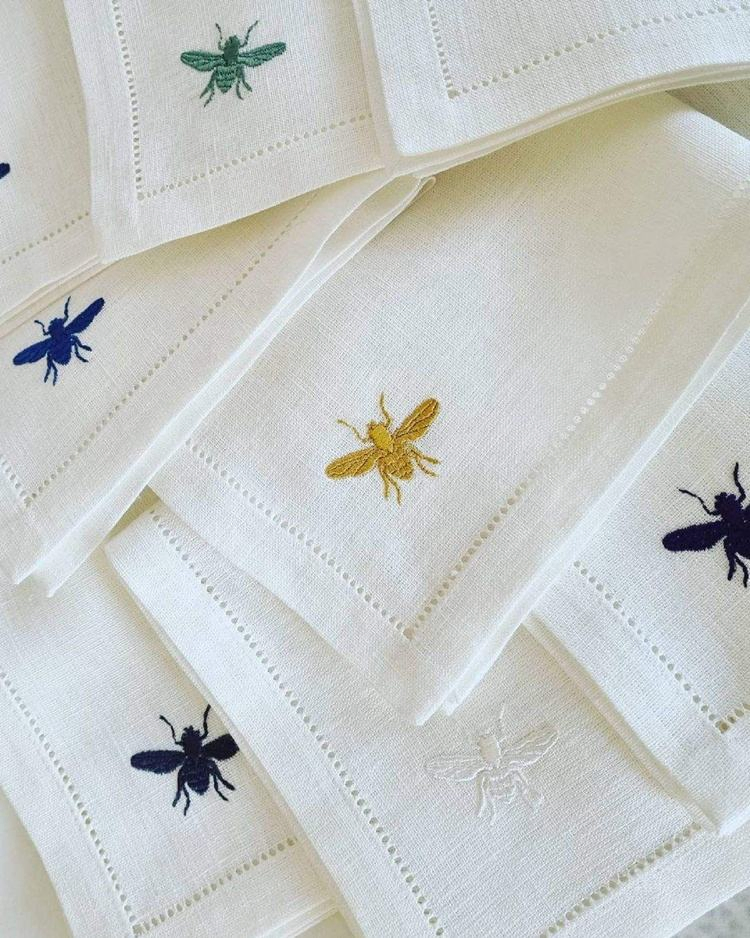 Personalised Custom White Cloth Monogrammed Embroidered Hemstitch Cotton Linen Napkins for Wedding with Logo