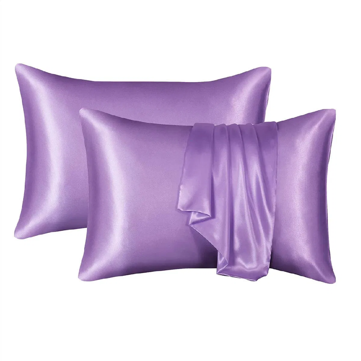 Hot Selling Solid Color Satin Silk Pillowcase Customize Embroidery Screen Printing Bedding Pillow Covers