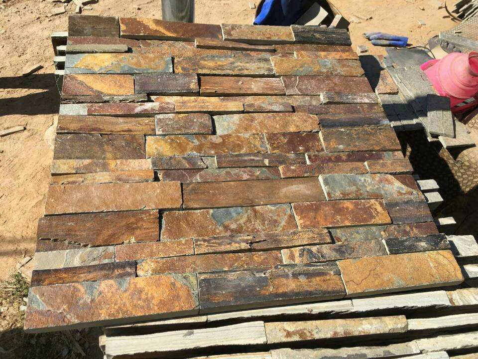 Slate Factory Supply Stone Exterior Wall Cladding Rusty Yellow Slate Culture Stone Tiles