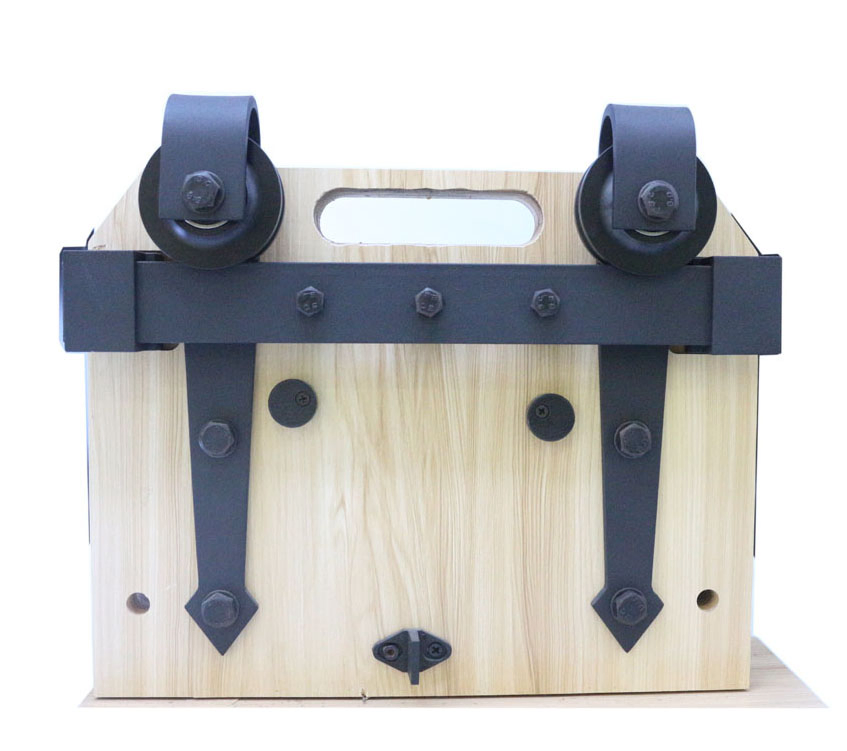 Black Color Steel Modern Wooden Sliding Barn Door Hardware System