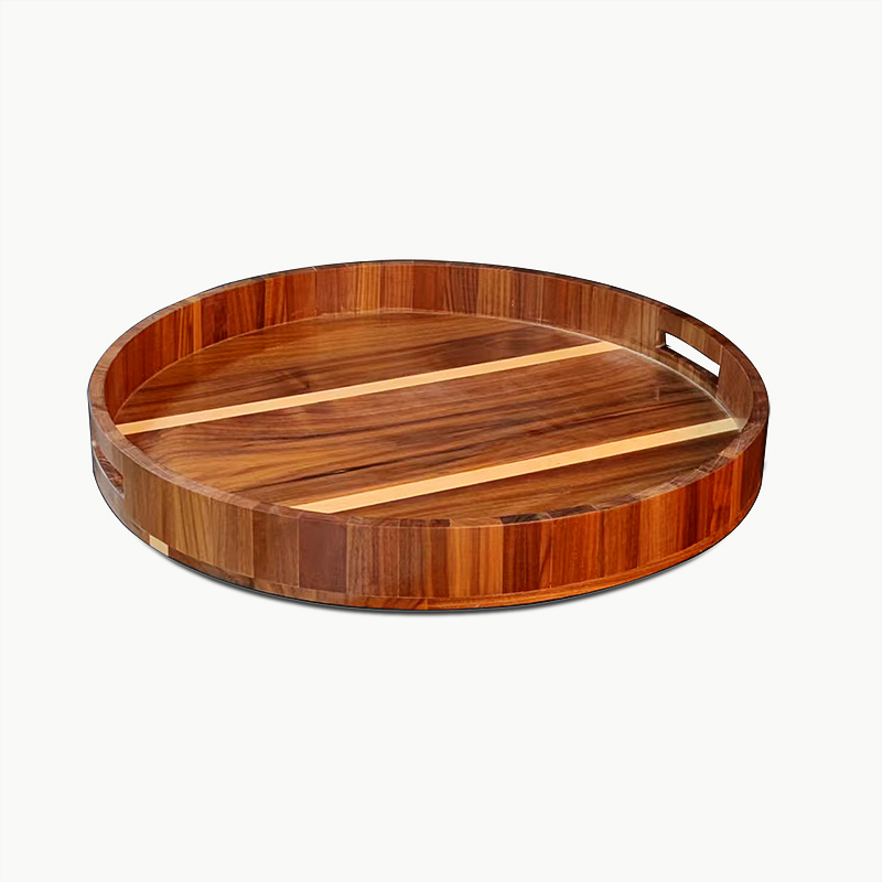 Round High Quality Walnut Food Serving Tray