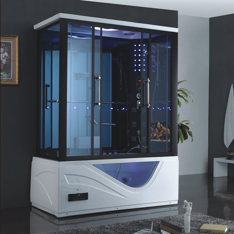 Home Bathroom Deluxe Steam Enclosure Shower with TV Whirlpool Bathtub