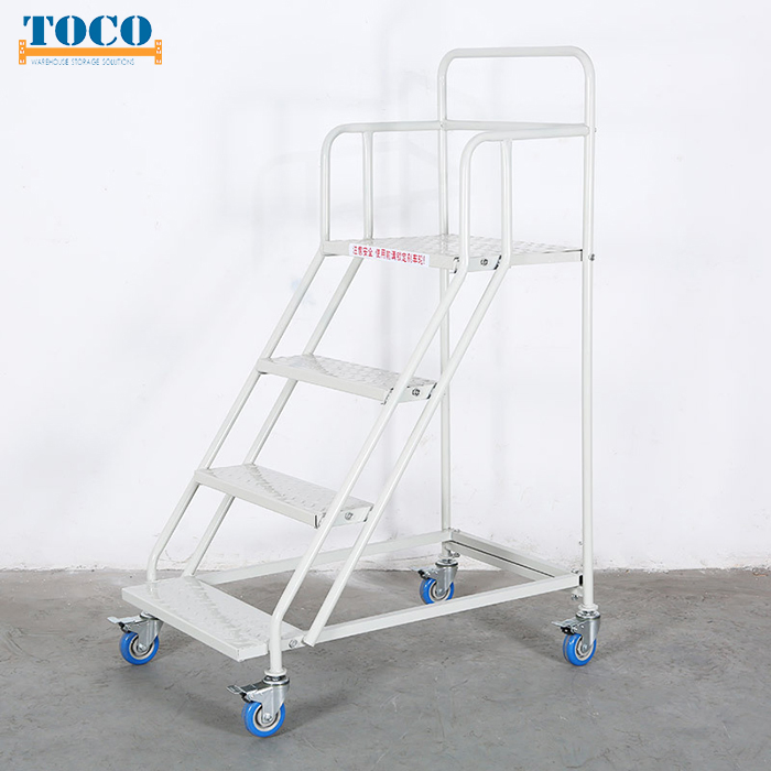 China Supplier Movable Order Picking Step Platform Ladder with Wheels