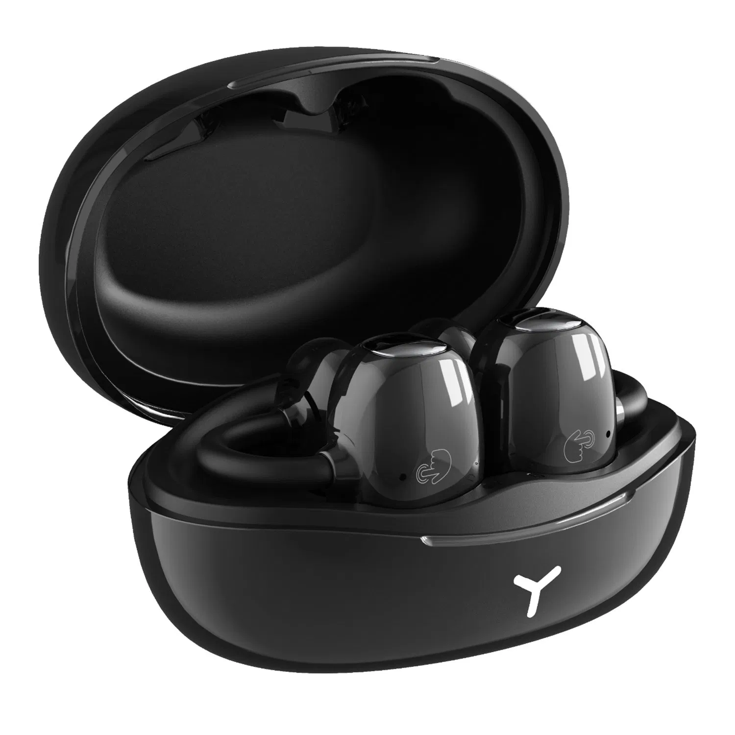 Hileo Hi85 Black Ear-Clip Wireless Headphones Bluetooth-Compatible Stereo Earbuds Translator Touch Operation Enc Earphones