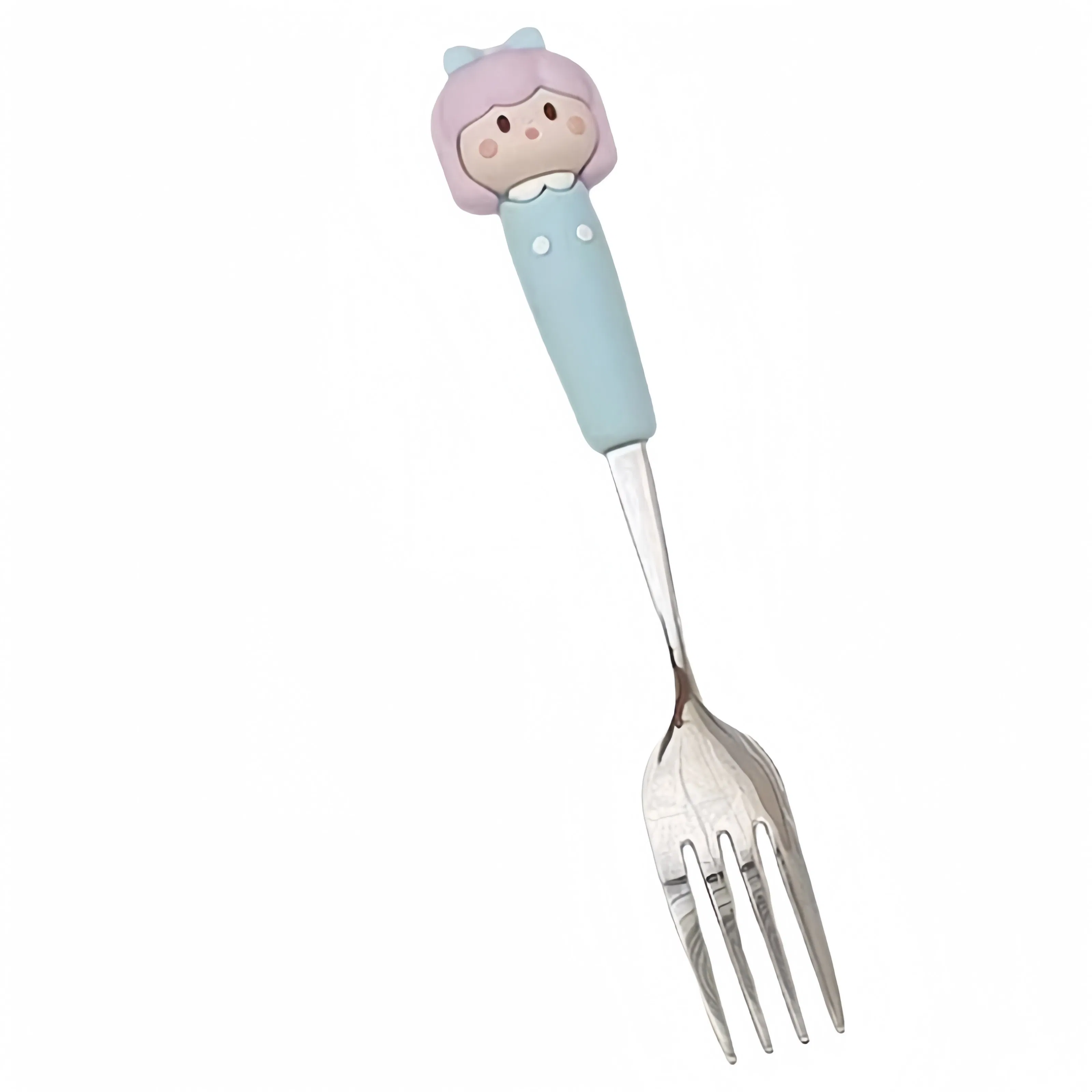 Children's Cartoon Home Dinner Spoon Long Handle Stainless Steel Spoon Fork Set