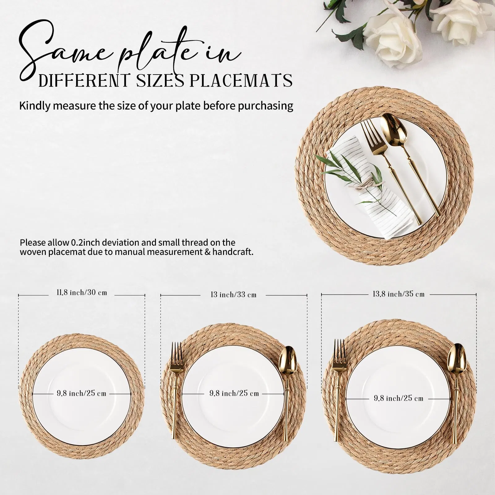 Wicker Rattan Natural Round Woven Placemats