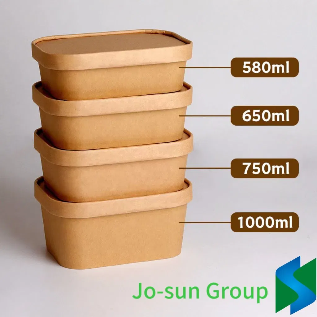Made in China Disposable Food Containers Biodegradable Lunch Box Paper Salad Bowl Manufacturer Rectangular Paper Bowl