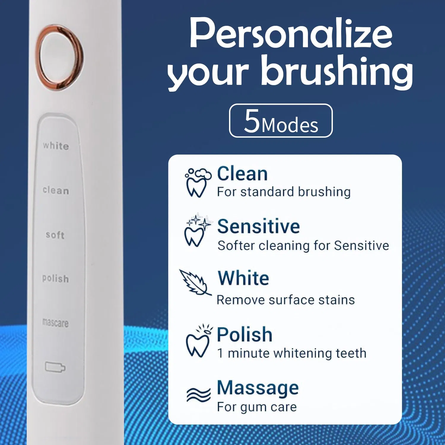 Customized Ipx7 Waterproof Travel Smart Self Cleaning Rechargeable Electric Tooth Electric Toothbrush Motor Type for Adults