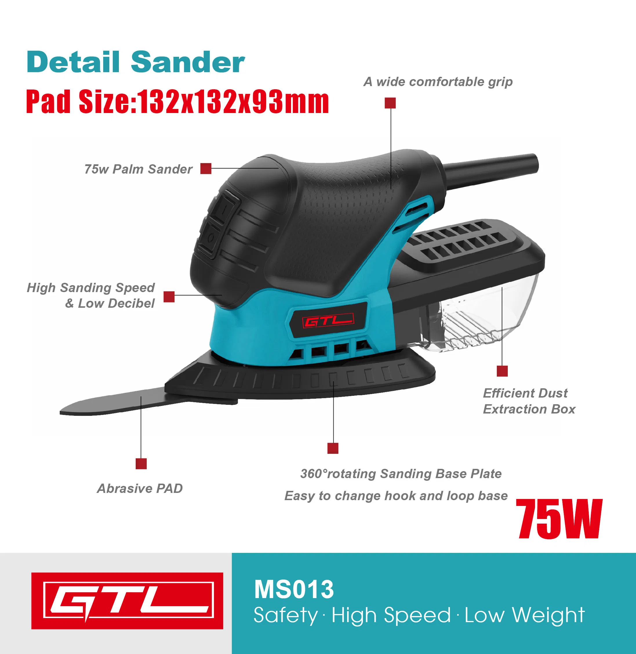 75W Power Tool Detail Mouse Sander, Electric Machine /Sander Orbital Sander /Wide Belt Planer Sander