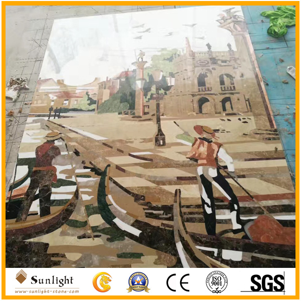 Round Inlay Natural Marble Stone Waterjet Medallion, Medallion Pattern