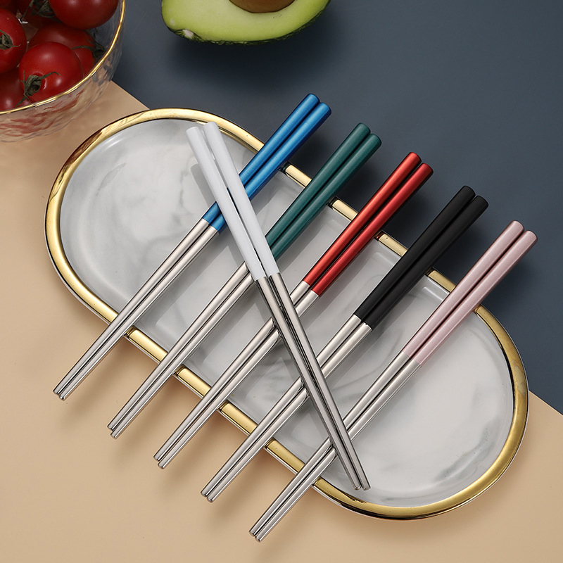 Stainless Steel 304 Tableware Thickened Chopsticks Custom Color