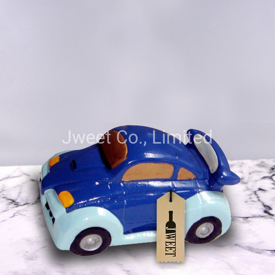 Delicate Design Car Shape Blue Ceramic Bottle