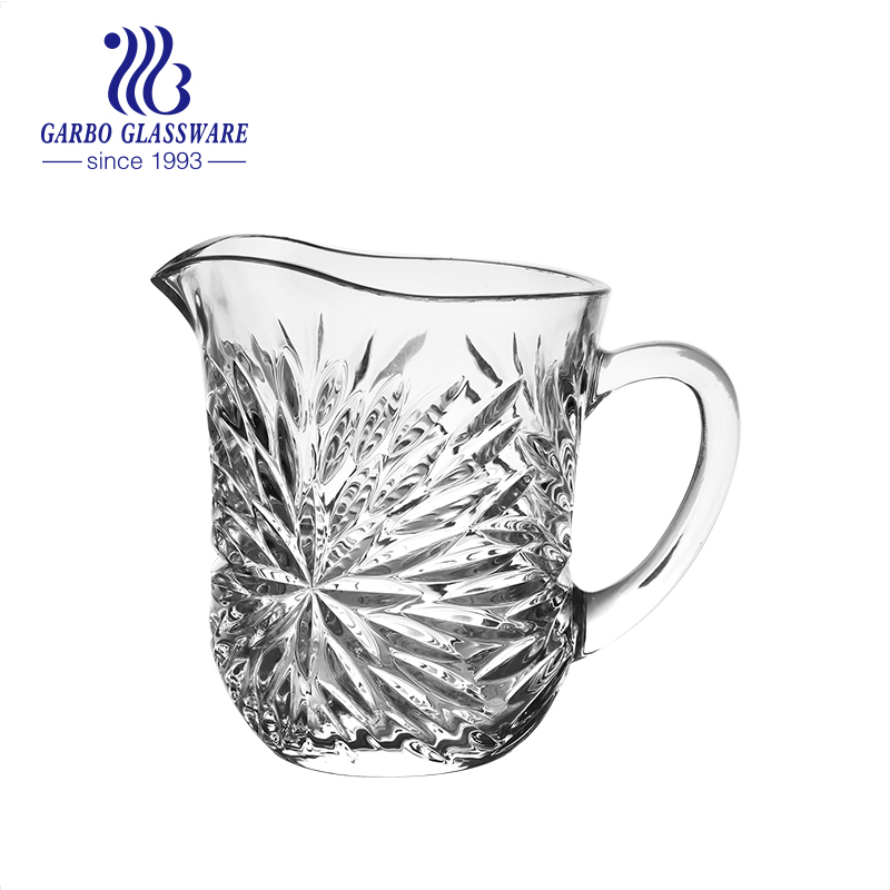 China Made Barware Beverage Set 46oz Glass Pitcher Glass Carafe Jug 7.5oz Embossed Glass Tumbler Whiskey Glass Cup 7PCS Glass Drinking Set