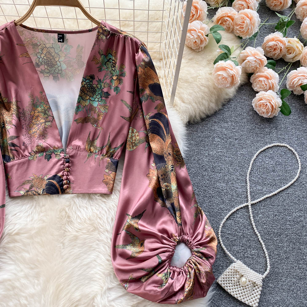 Комплект женский рубашка V-вырез и брюки высокая талия