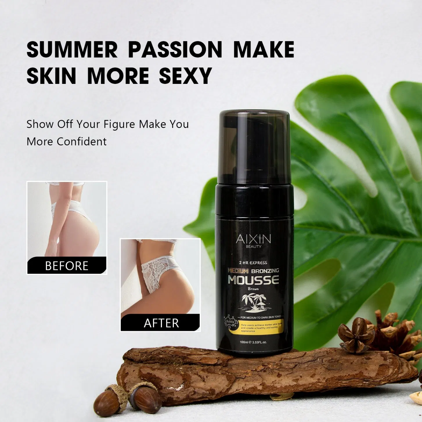 Beauty Cosmetics Natural Tanning Keeps Brown for Along Time Medium Bronzing Mousse