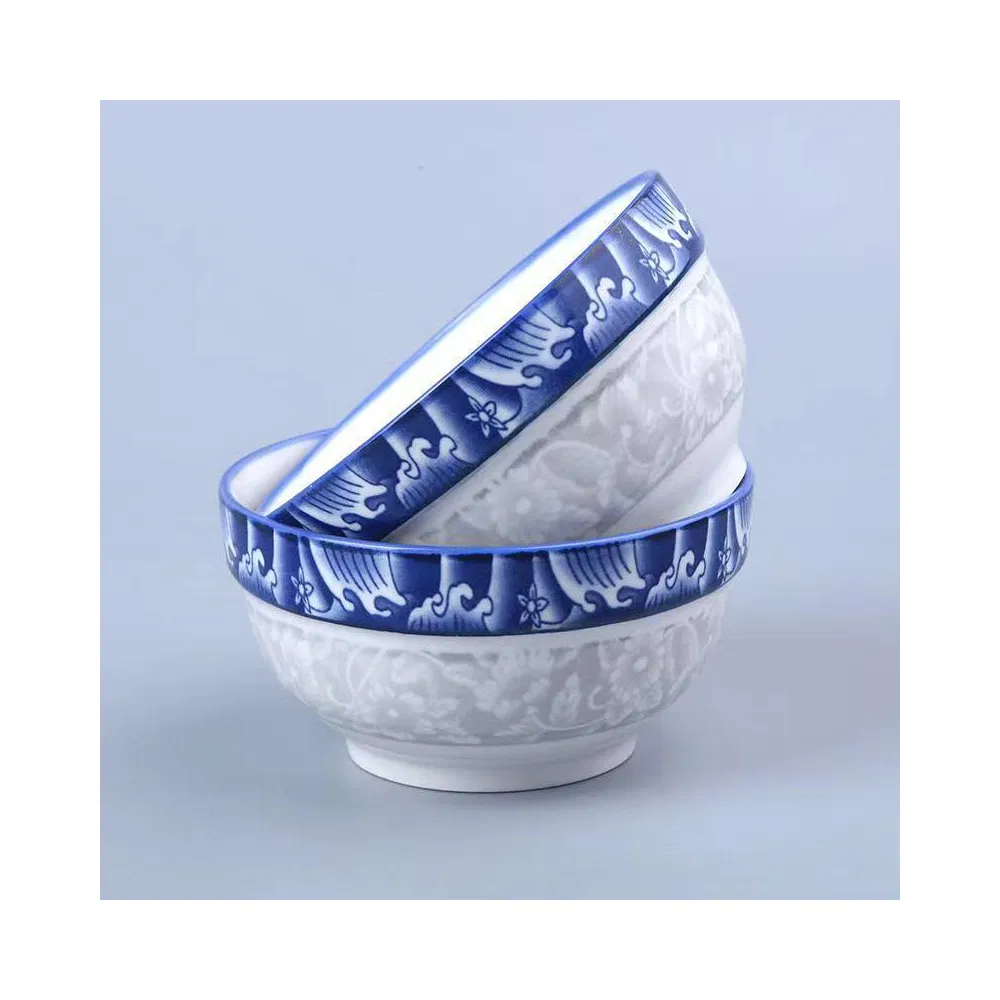 Hot Selling Factory Price 4"Bowl Salad Blue Decals Hotelporcelain Ceramic Porcelain Tableware