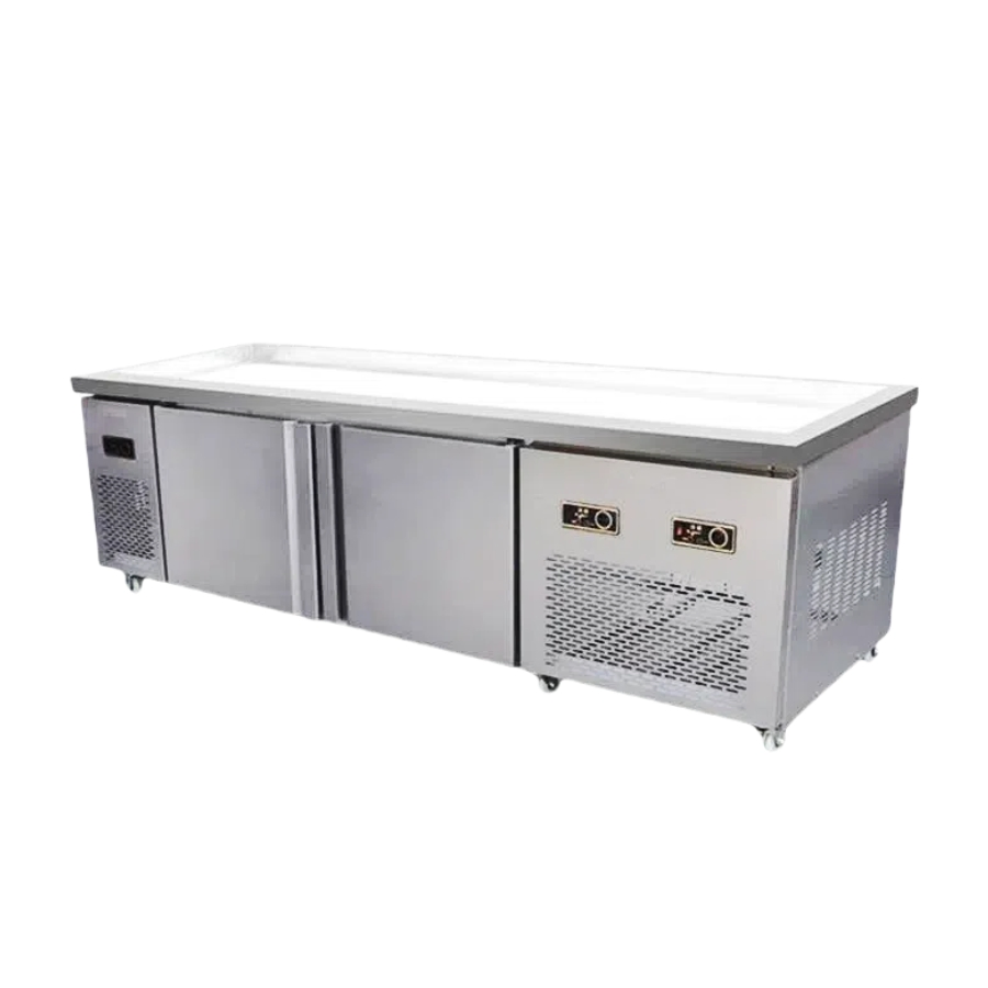 Sliding Glass Door Ice Cream Freezer Display Case Commercial Refrigerator Steel Inner Liner