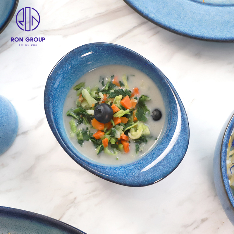 Wholesales Restaurant Dinner Cutlery 5.3/7.3 Inch Irregular Western Tableware Dinnerware Appetizer Food Salad Service Ceramic Bowl
