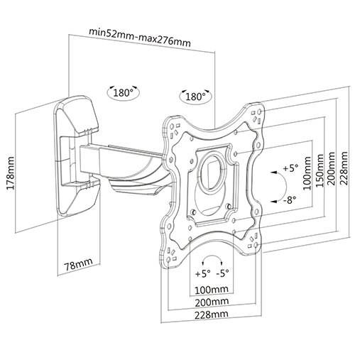 Wm6-221 Swivel Tiltable Flexibel Articulating TV Wamounts for 23"-42"TV