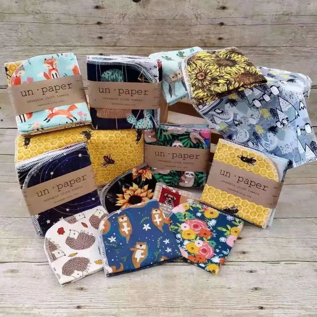 Eco Friendly Reusable Organic Natural Cotton Unpaper Towel Unbleached Bamboo Cotton Kitchen