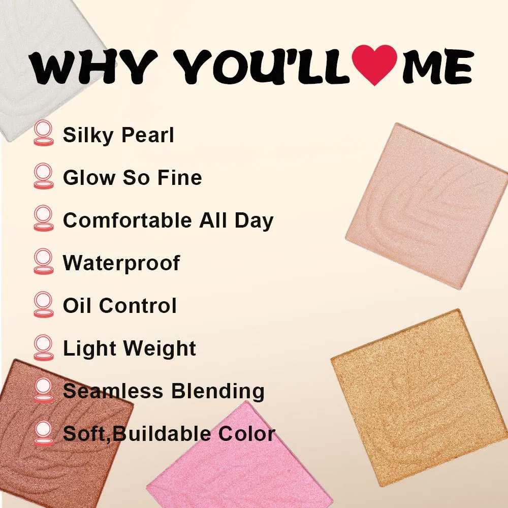 Custom Makeup Long Lasting Vegan Shimmer Waterproof Powder Highlighter Palette