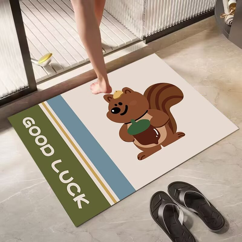 Bath Mats Water Absorbent Non-Slip Diatom Mud Bathroom Floor Carpet Rubber Mat