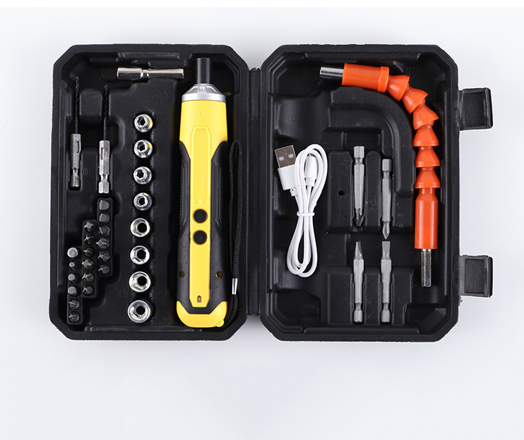Electric Screwdriver Kit 25-Piece Upgraded Bit Set, 3.6V Cordless Screwdriver Rechargeable 1500mAh Battery, LED Light for Repair