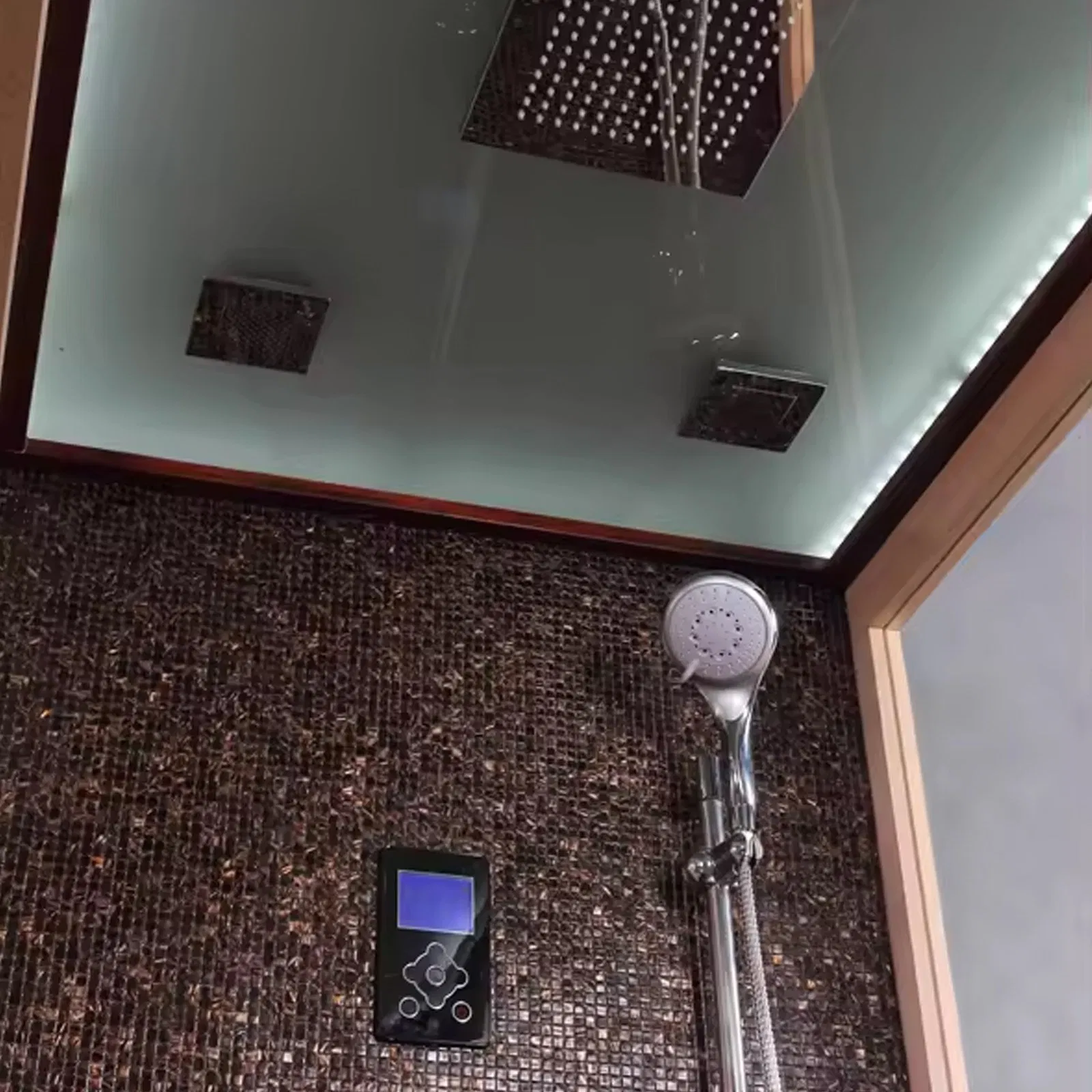 Customized Shower Wooden Steam Sauna Room Three Functions Sauna Shower Room with Tempered Glass Door