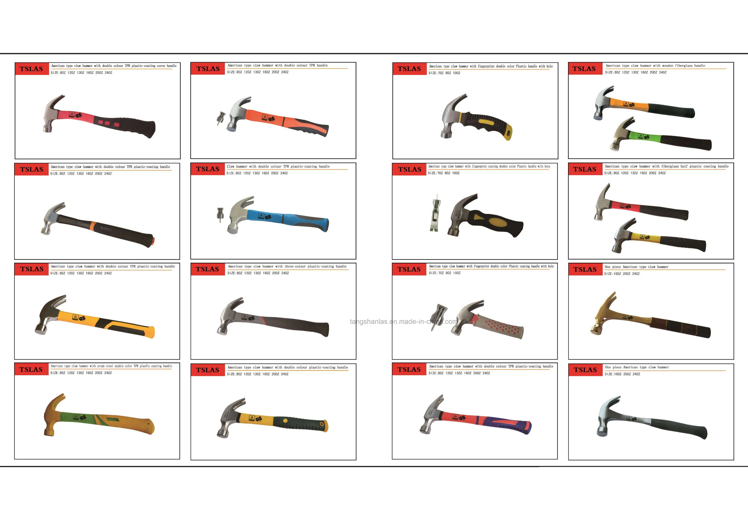 Hammer Good Quality Claw Hammer with Curve TPR Handle