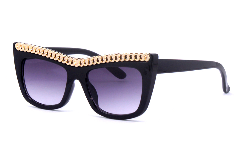 Custom Logo Tortoise Color Plastic Sunglasses Chain Sunglasses (CE with FDA)
