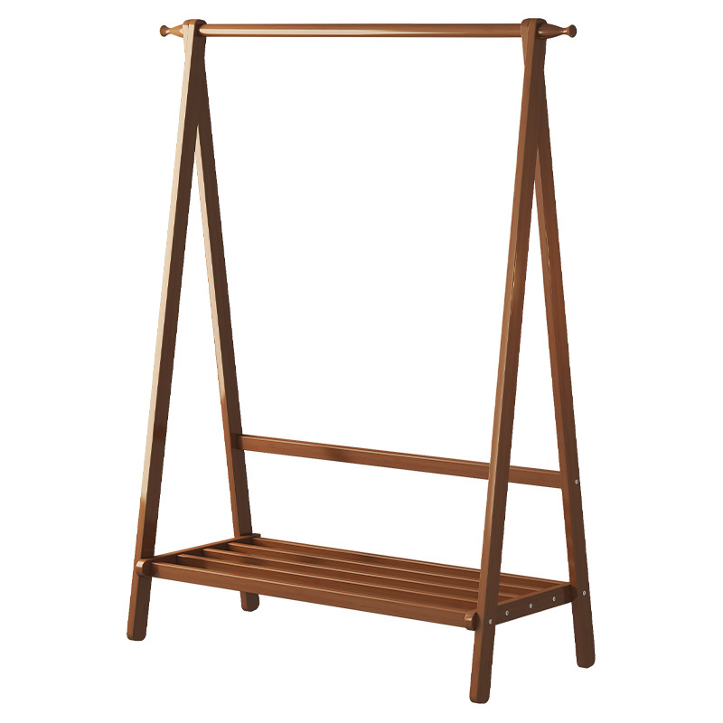 Solid Bamboo Wood Garment Rack for Bedroom Clothes Organization