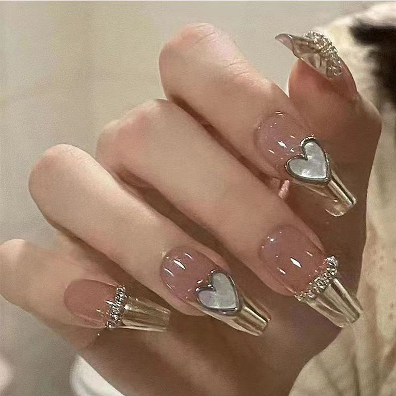 French Manicure Ins Patch MID-Length False Nail Piece Wearing Armor