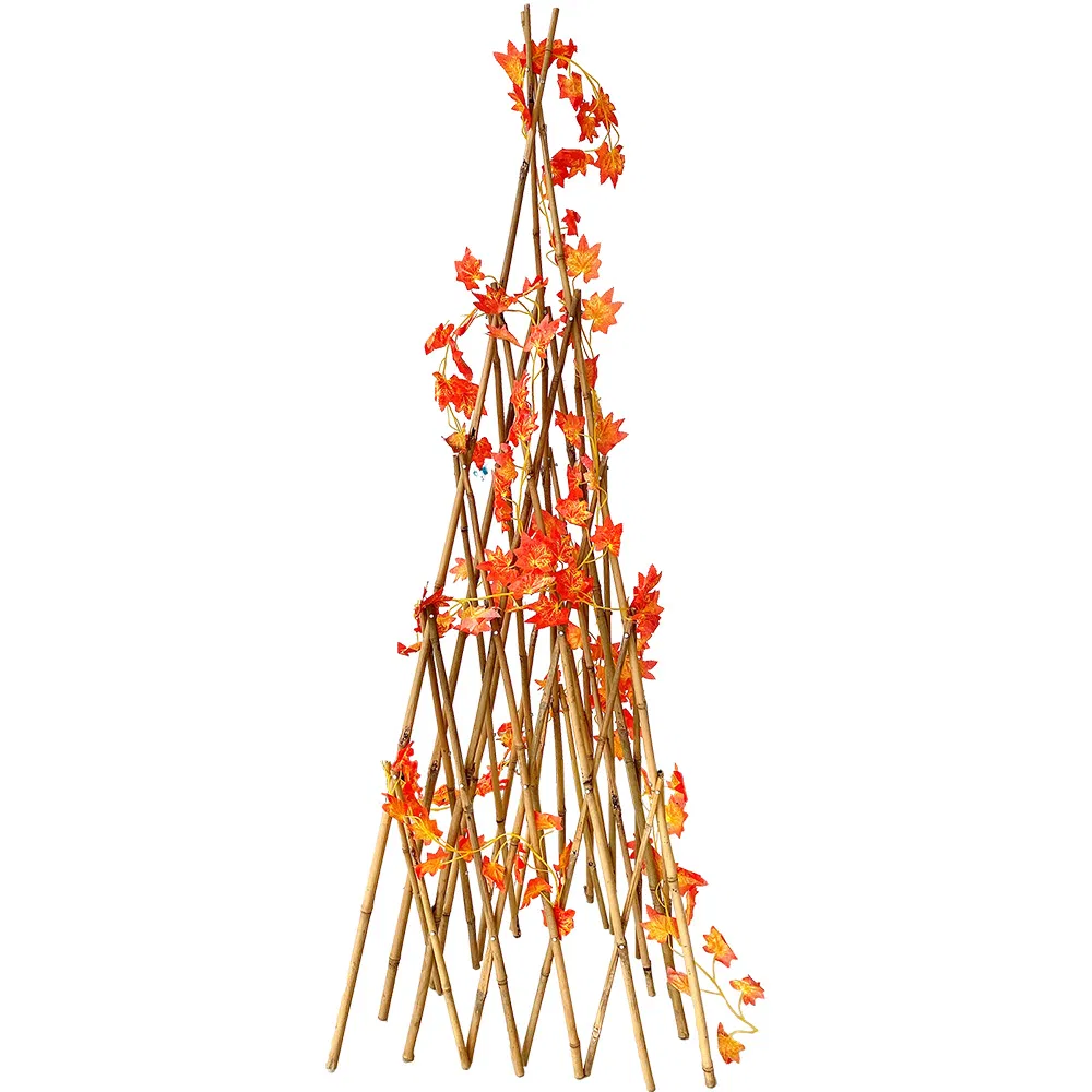 Garden Triangle Bamboo Fence Flower Stand Decoration Adjustable Climbing Vine Support Triangle Bamboo Trellis Bamboo Teepees for Tall Climbing Plants