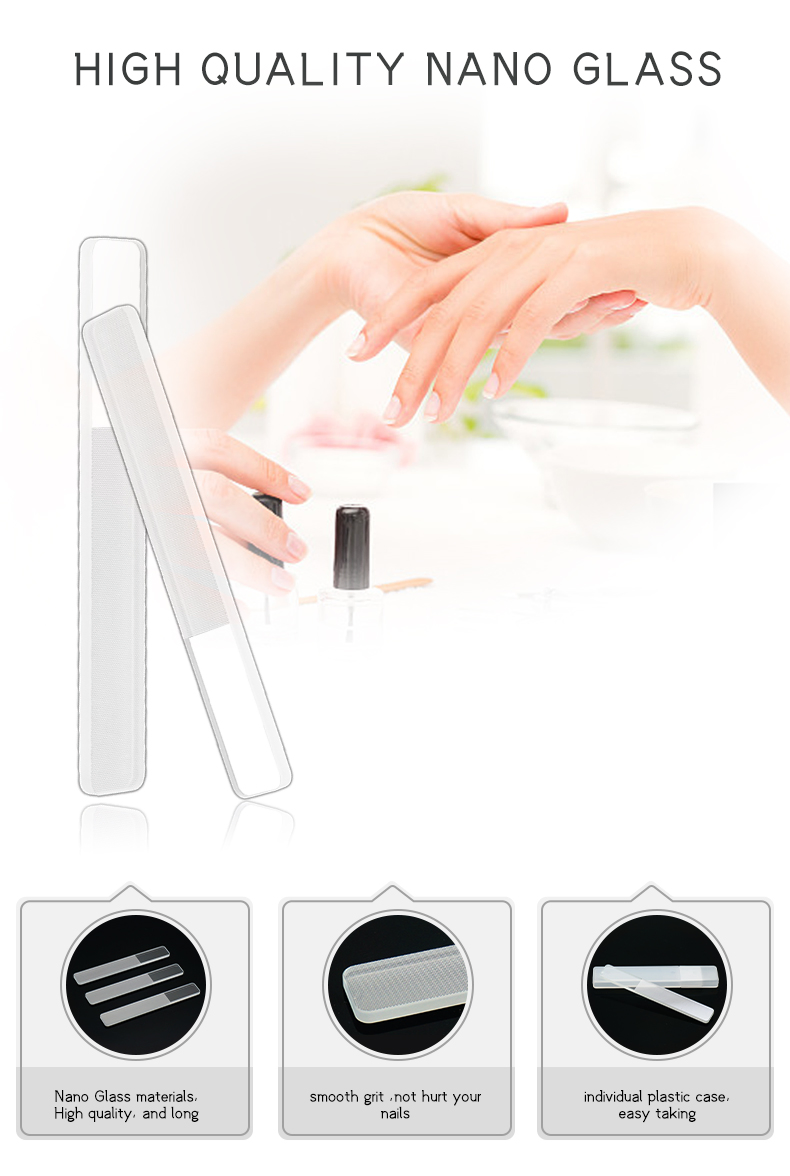 Professional Private Label Custom Durable Nano Glass Nail Buffer File Shiner Glass Nail File with Plastic Box