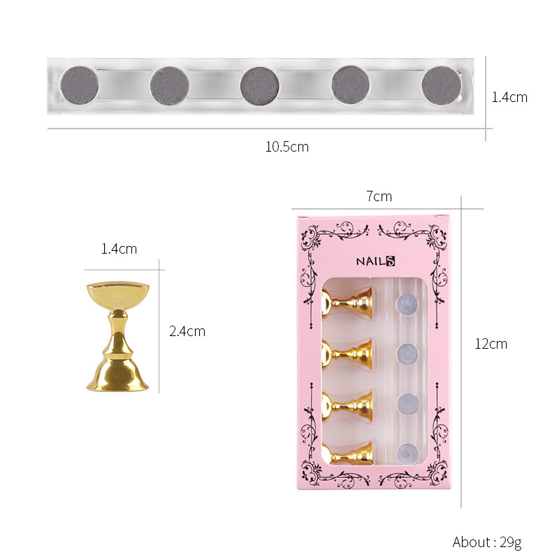 Removable Nail Art Practice Training Fingernail DIY Acrylic Display Stand Manicure Tool Magnetic Nail Tip Holder for UV Gel Nail Polish