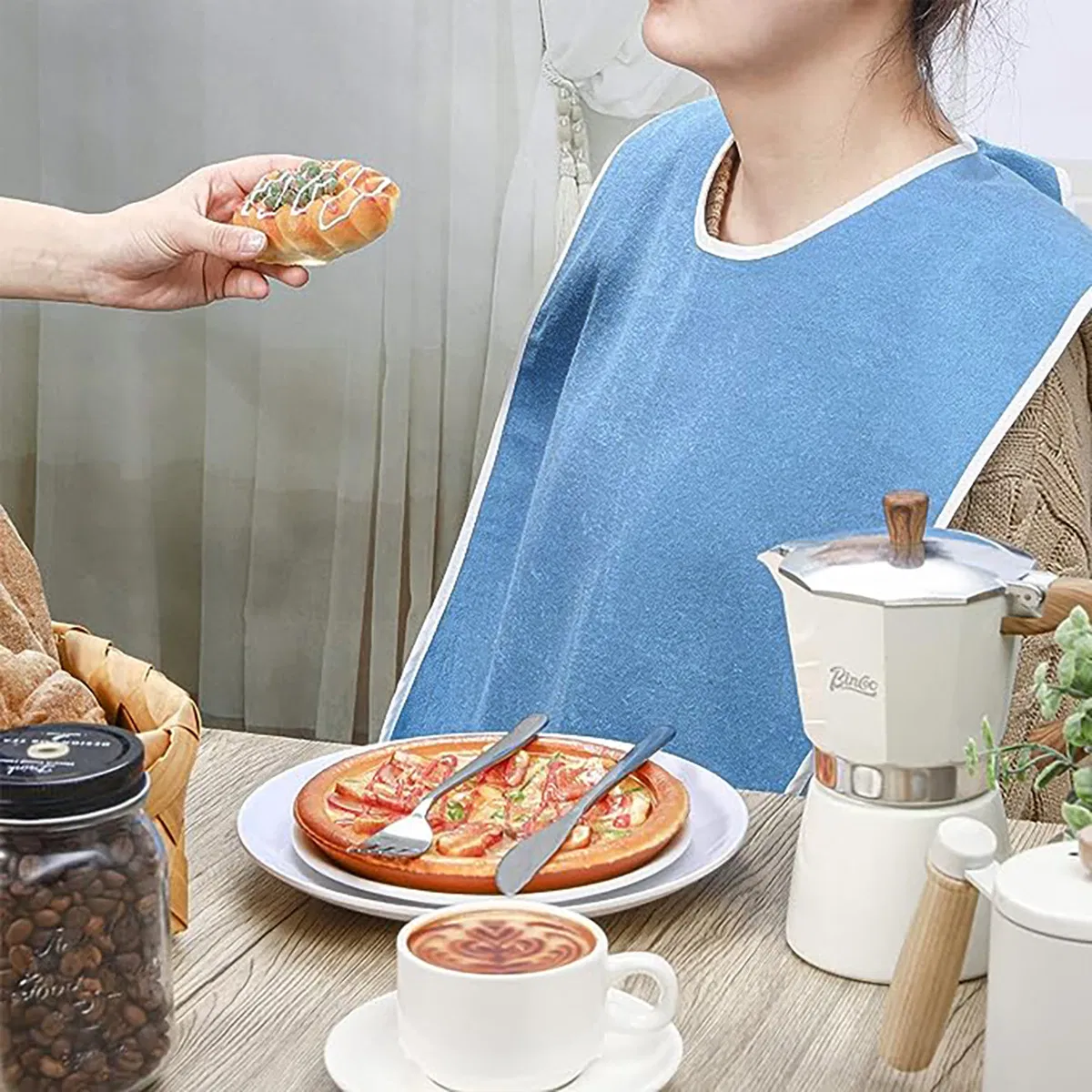 Anti-Fouling Food, Elderly Bib, Saliva Bib, Suitable for Men and Women, Eating Cloth Bib