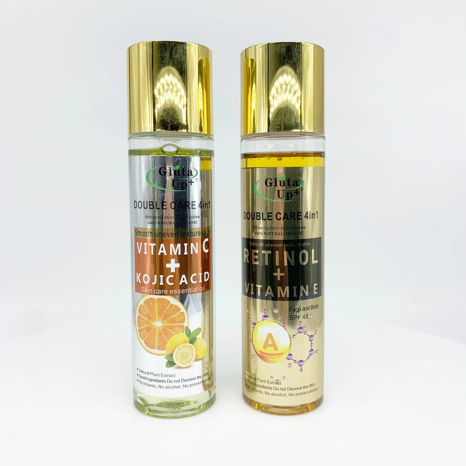 OEM Retinol +Ve Gluta up Double Care 4in1 Vitamin C Kojic Acid Skin Care Natural Plant Extract 200ml Essential Oil