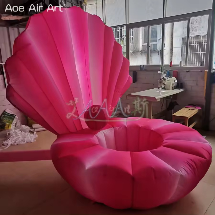 Giant Inflatable Sea Shell with Color Change LED Light Air Blow Ocean Animal Clam Wedding Nightclub Performance Decoration Props