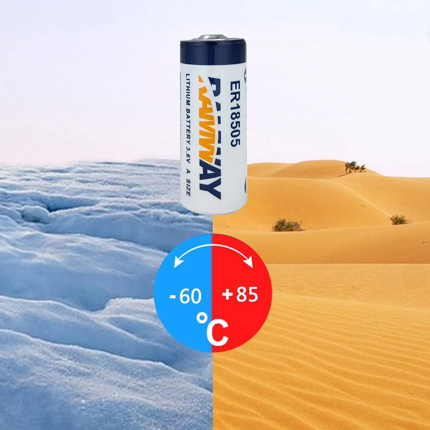 Литиевая батарея ER18505 3.6V 4000mAh Li-SOCl2