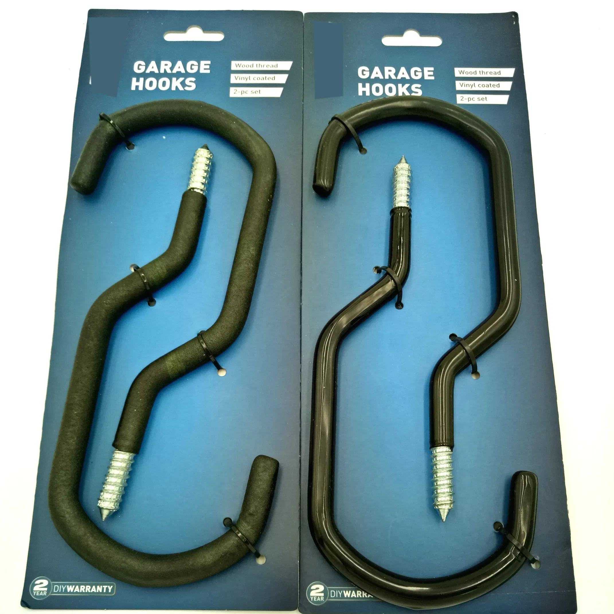 2-PC Set Wood Smooth Thread Vinyl Coated Crochets Comprenant Garage Hooks