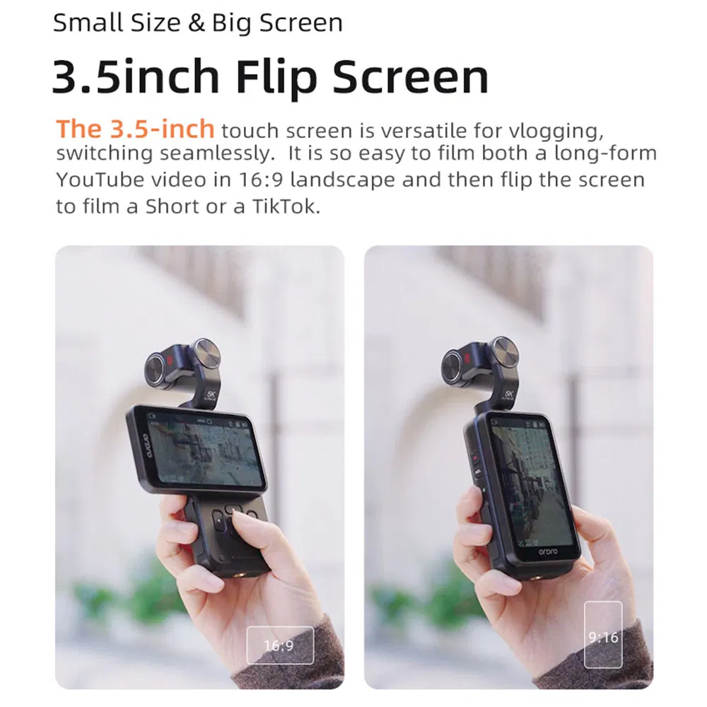 Ordro M5 3 Axis Stabilizer Gimbal 3.5 Inch Rotating Screen Camcorder HD DV Travel Pocket Camera
